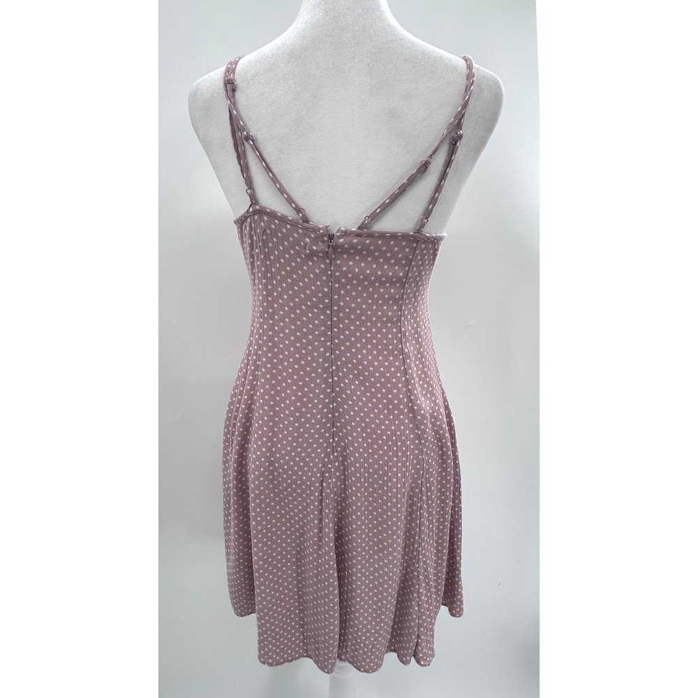 American Eagle Pink Polka Dot Tie Front Mini Dress Size 4 Babydoll Cottagecore - Picture 5 of 13